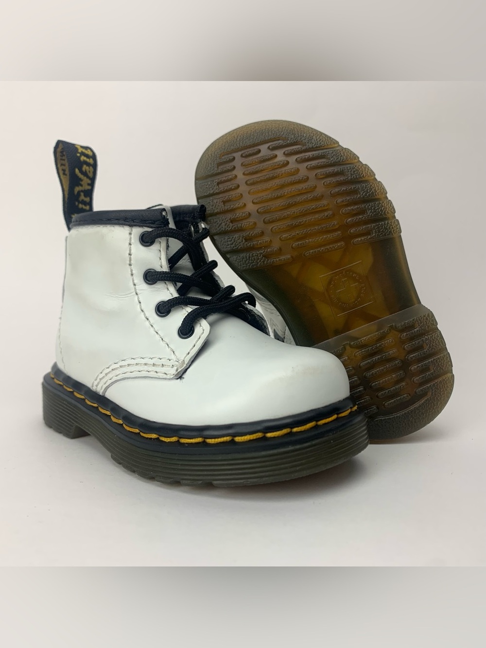 Dr. Martens Combat Boots 1460 I White Leather Ankle Zip Toddler Size 4 US